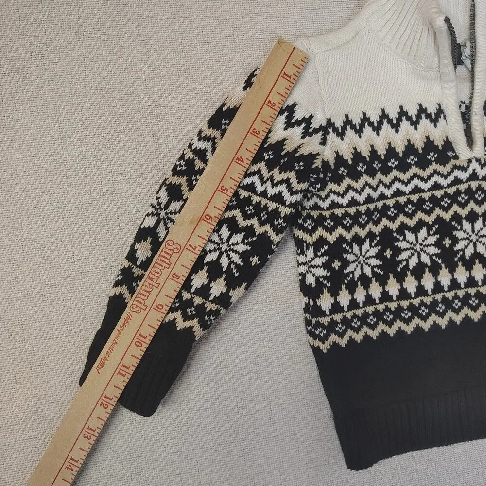 The Children's Place Boys 2T Fair Isle Sweater Quarter Zip Snowflake Nordic
